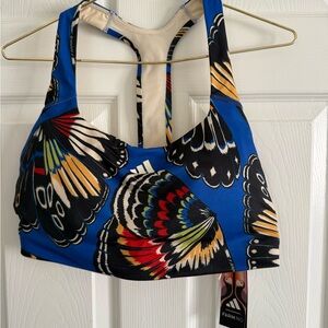 Farm Rio adidas Blue Multicolor Sports Bra medium support